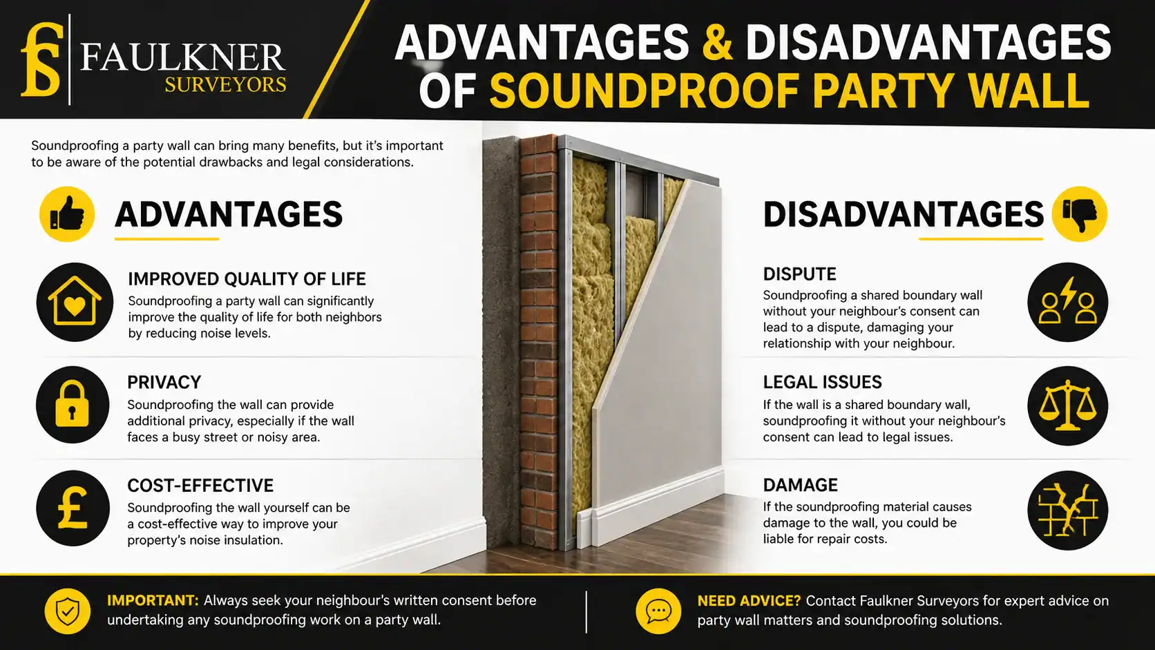 Can you soundproof a Party wall? 2 Advantages and Disadvantages of Soundproof Party Wall Surbiton