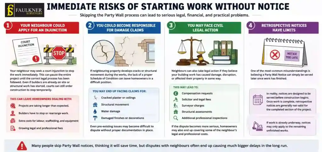 What Happens If You Start Work Without a Party Wall Notice? 1 Immediate Risks of Starting Work Without Party Wall Notice Surbiton